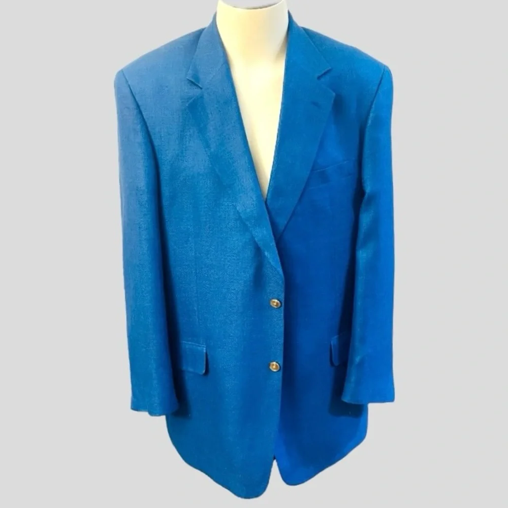LACROSSE 100% FEATHERWEIGHT SILK 2 Button Blue Jacket Size 44L